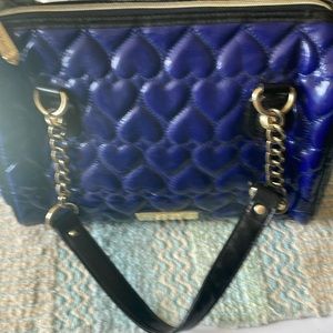 Blue quilted hearts Betsy Johnson Purse